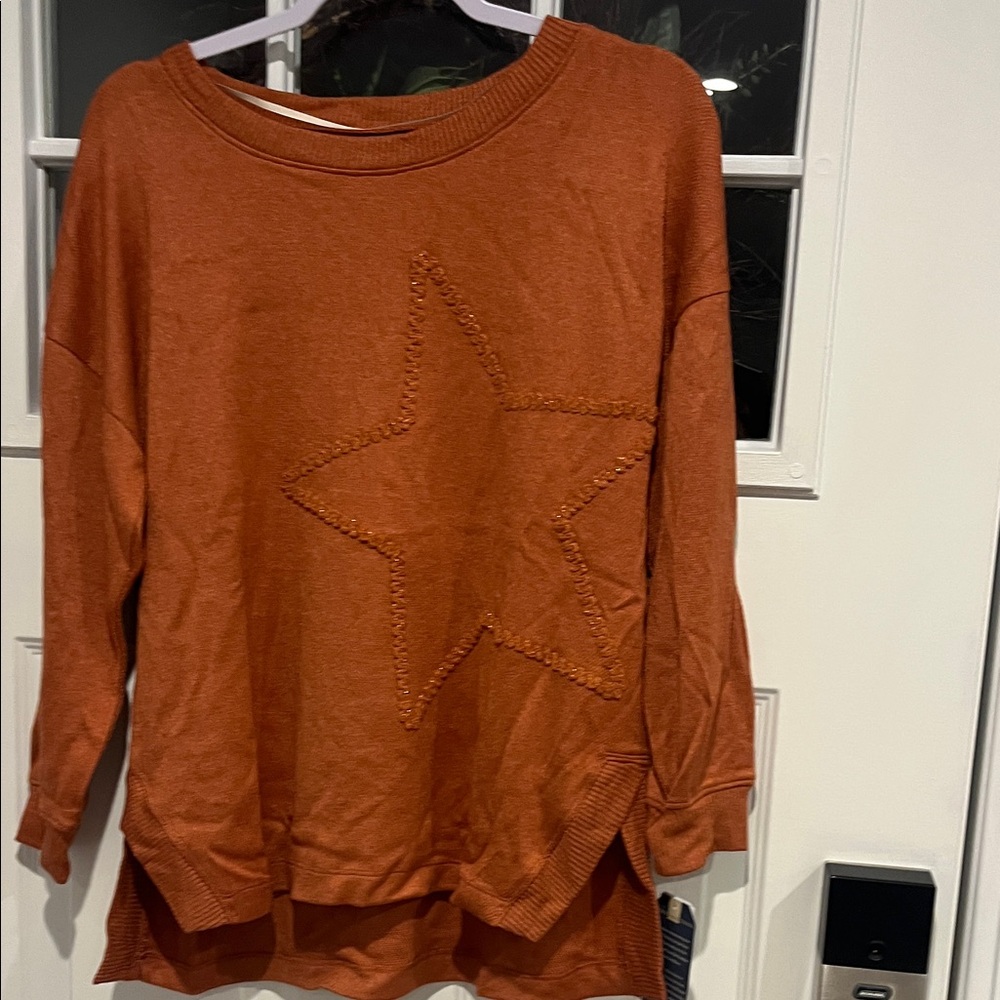 Democracy Rust Star Embellished Sweatshirt